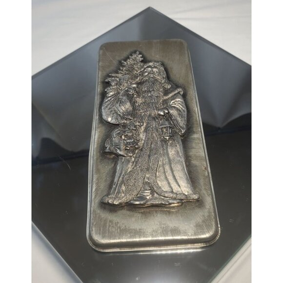 Vtg Metzke Pewter Tin Christmas Santa St Nicholas Carrying Presents Lantern - Picture 1 of 6